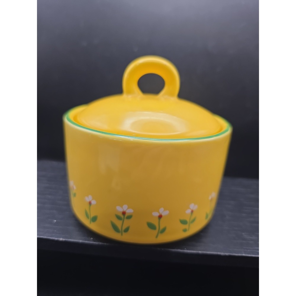 Vintage Teleflora Yellow Daisy Planter 1985 Flowers Sugar Decor Spring